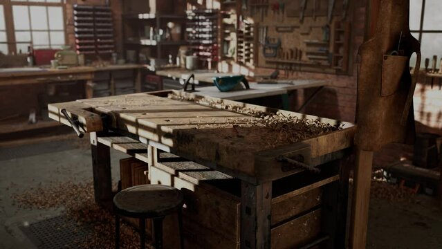 Various carpenter tools and supplies in a garage