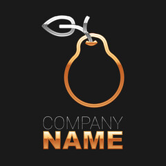 Line Pear icon isolated on black background. Fruit with leaf symbol. Colorful outline concept. Vector