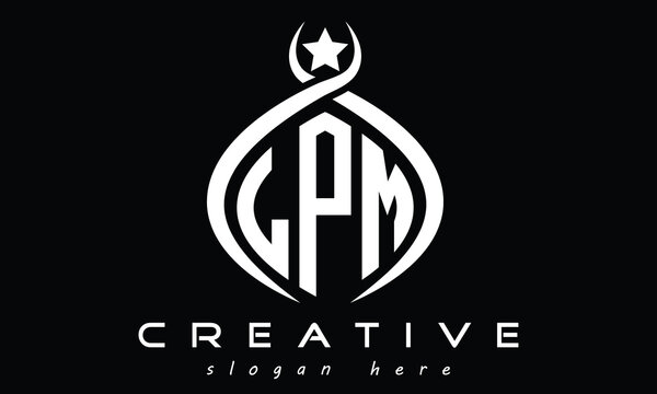 LPM three letters monogram curved initial logo design, geometric oval minimalist modern creative logo, vector template