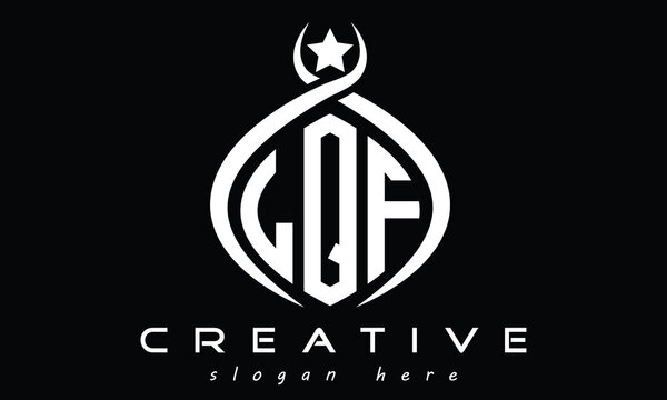 LQF three letters monogram curved initial logo design, geometric oval minimalist modern creative logo, vector template