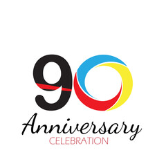 90 YEAR ANNIVERSARY CELEBRATION VECTOR DESIGN TEMPLATE ILLUSTRATION