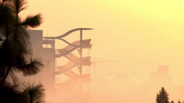Jerusalem yad sarah building with mist at sunset 

Yad sarah building at sunset, Jerusalem, israel, July,2021
