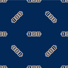 Line Education logic game for preschool kids icon isolated seamless pattern on blue background. Kids activity sheet. Count the number of cubes. Vector