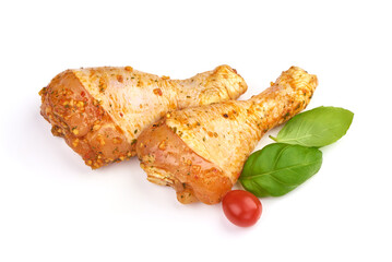Chicken drumsticks BBQ, isolated on white background.