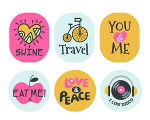 Fototapeta premium set of cartoon vector stickers and patches