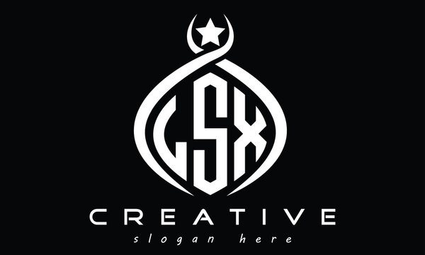 LSX three-letter monogram curved initial logo design, geometric minimalist oval modern creative logo, vector template