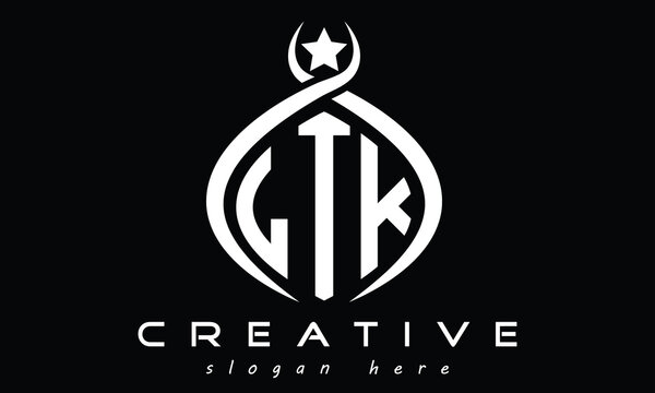 LTK three-letter monogram curved initial logo design, geometric minimalist oval modern creative logo, vector template