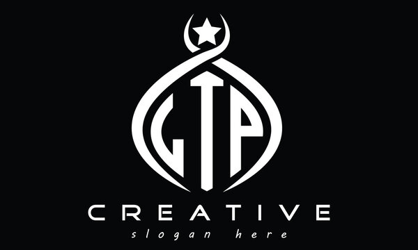 LTP three-letter monogram curved initial logo design, geometric minimalist oval modern creative logo, vector template