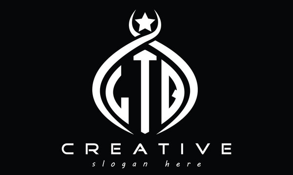 LTQ three-letter monogram curved initial logo design, geometric minimalist oval modern creative logo, vector template