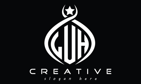 LUH three-letter monogram curved initial logo design, geometric minimalist oval modern creative logo, vector template