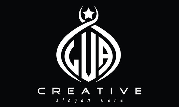 LVA three-letter monogram curved initial logo design, geometric minimalist oval modern creative logo, vector template