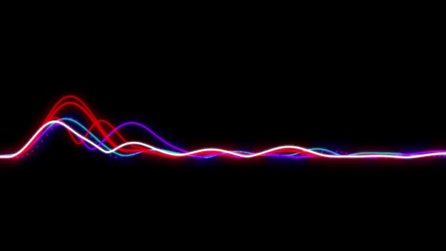 Animation blue and red nois wave isolate on black background.