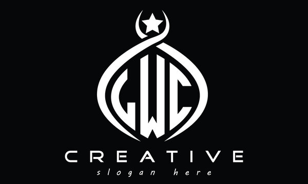 LWC three letters monogram curved initial logo design, geometric oval minimalist modern creative logo, vector template