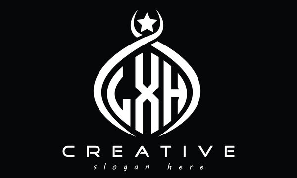LXH three letters monogram curved initial logo design, geometric oval minimalist modern creative logo, vector template