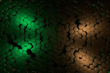Honeycomb neon light 3D background abstract minimalistic texture with many rows of volumetric shapes of hexagons lying in the light. Animation. Mobile briquette wall.