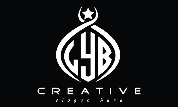 LYB three letters monogram curved initial logo design, geometric oval minimalist modern creative logo, vector template