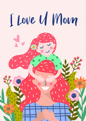 Cute greeting card / poster template for Mother's Day