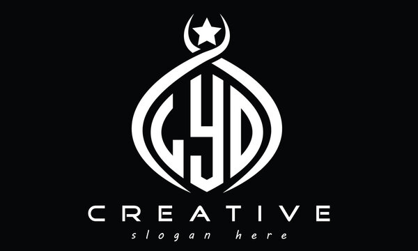 LYO three letters monogram curved initial logo design, geometric oval minimalist modern creative logo, vector template