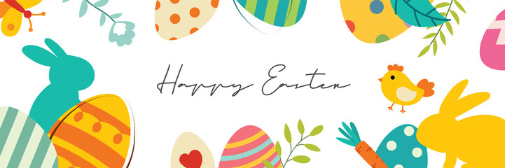 Happy easter egg greeting card background template.Can be used for invitation, ad, wallpaper,flyers, posters, brochure.