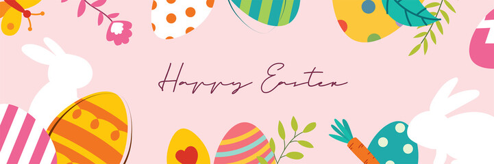 Happy easter egg greeting card background template.Can be used for invitation, ad, wallpaper,flyers, posters, brochure.