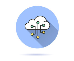 Cloud services icon with long shadow for graphic and web design.