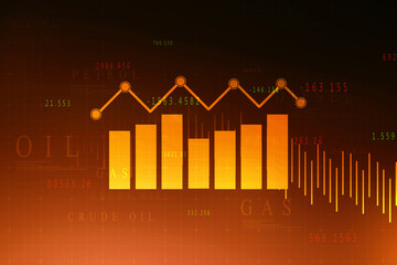 2d rendering Stock market online business concept. business Graph 