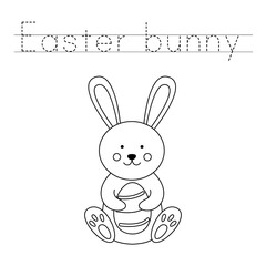 Trace the letters and color Easter bunny. Handwriting practice for kids.