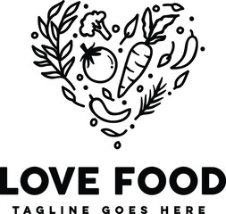 Food with heart shape logo template