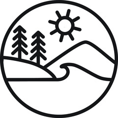 Beautiful scenery icon / symbol with line art style