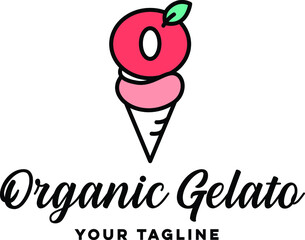 Gelato with leaf and initial O logo template