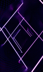 Abstract neon light inside cave stone background