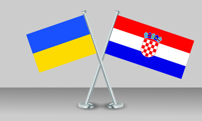 flags of Ukraine and Croatia. Official colors. Correct proportion. Banner design
