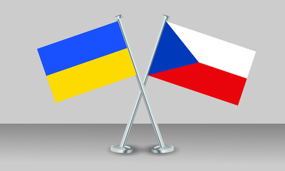 flags of Ukraine and Czech Republic (Czechia). Official colors. Correct proportion. Banner design
