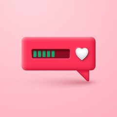 Loading bar on a message bubble with a heart. Waiting for a declaration of love.