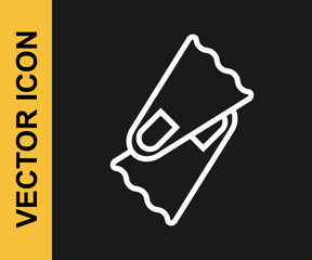 White line Rubber flippers for swimming icon isolated on black background. Diving equipment. Extreme sport. Diving underwater equipment. Vector