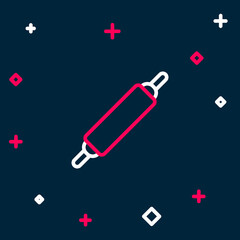 Line Rolling pin icon isolated on blue background. Colorful outline concept. Vector