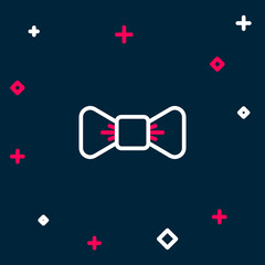 Line Bow tie icon isolated on blue background. Colorful outline concept. Vector