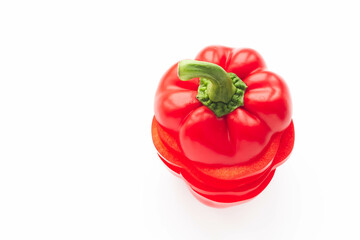 Fresh vegetable close-up. Bulgarian pepper on a white background.