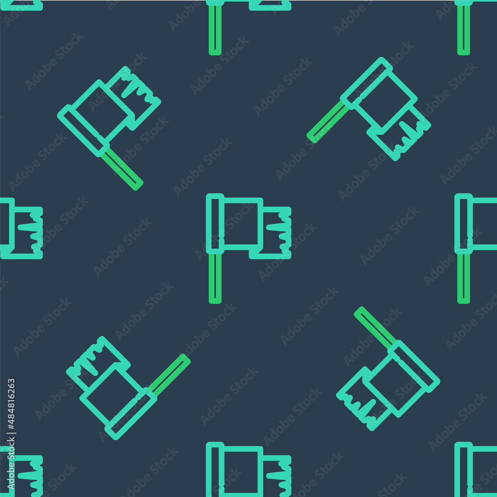 Poster line pirate flag icon isolated seamless pattern on blue background. vector