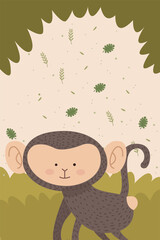 cute monkey woodland animal