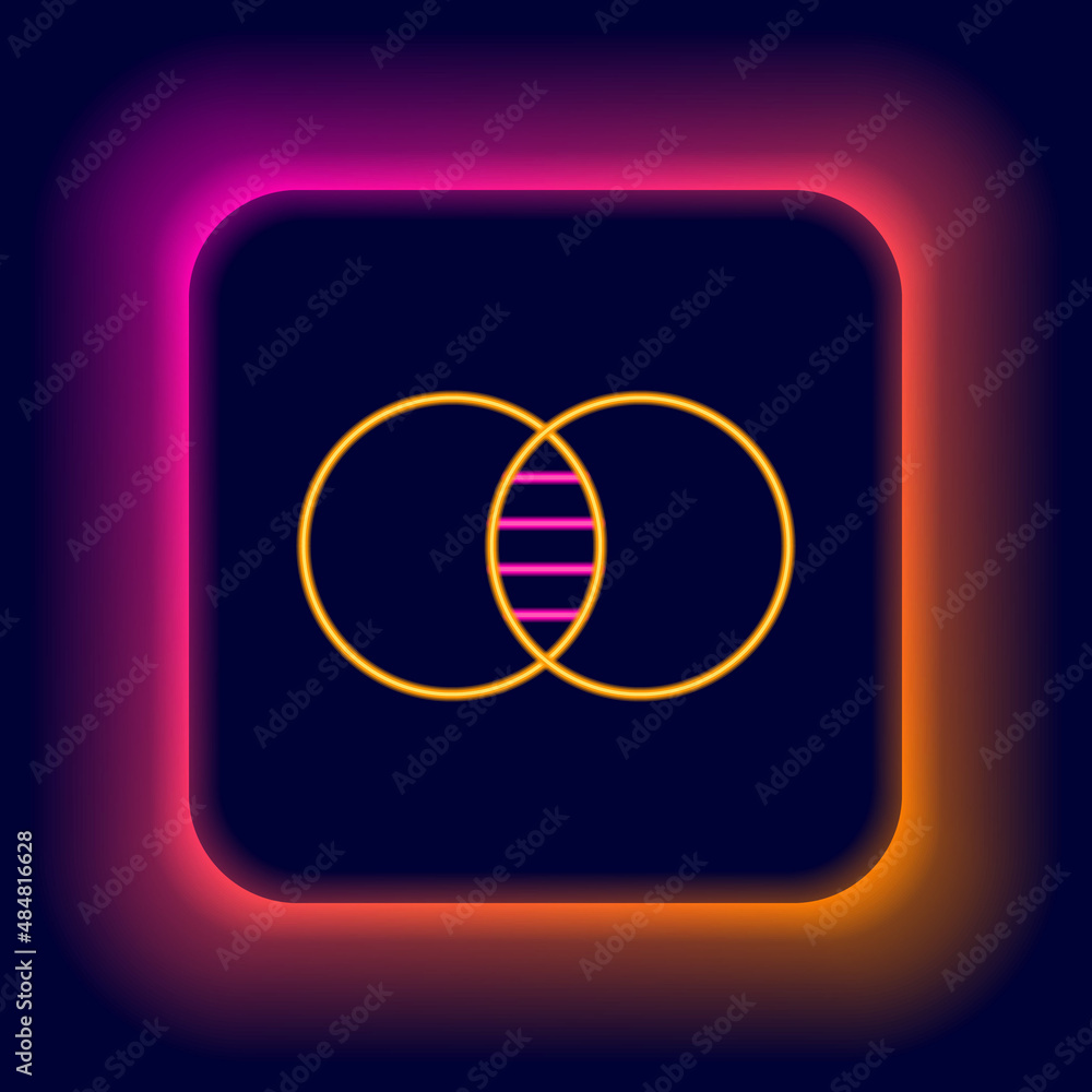 Canvas Prints glowing neon line mathematics sets a and b icon isolated on black background. symmetric difference. 