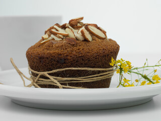 .yellow flower almond muffin