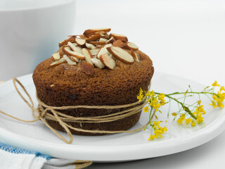 .yellow flower almond muffin