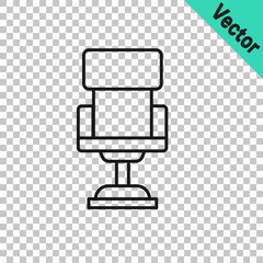 Black line Office chair icon isolated on transparent background. Vector