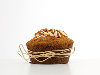 almond muffin wrapped with a string