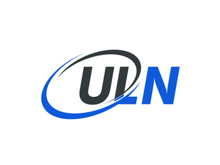 ULN letter creative modern elegant swoosh logo design