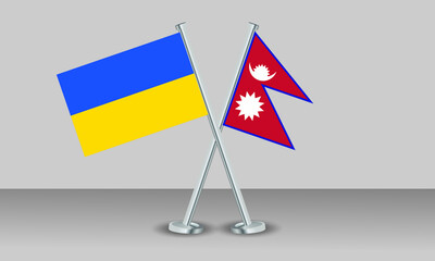 Crossed flags of Ukraine and Nepal. Official colors. Correct proportion. Banner design
