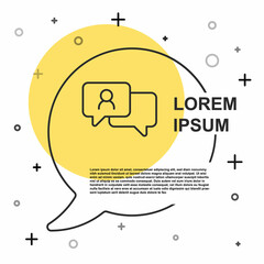 Black line Speech bubble chat icon isolated on white background. Message icon. Communication or comment chat symbol. Random dynamic shapes. Vector