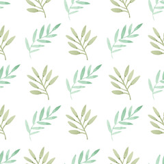Watercolor leaf seamless pattern