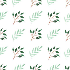 Watercolor leaf seamless pattern